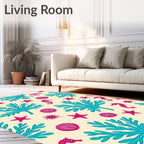 Oceanic Marine Life Coral Seahorse Starfish Rug