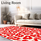 Bold Red Organic Abstract Shapes Rug