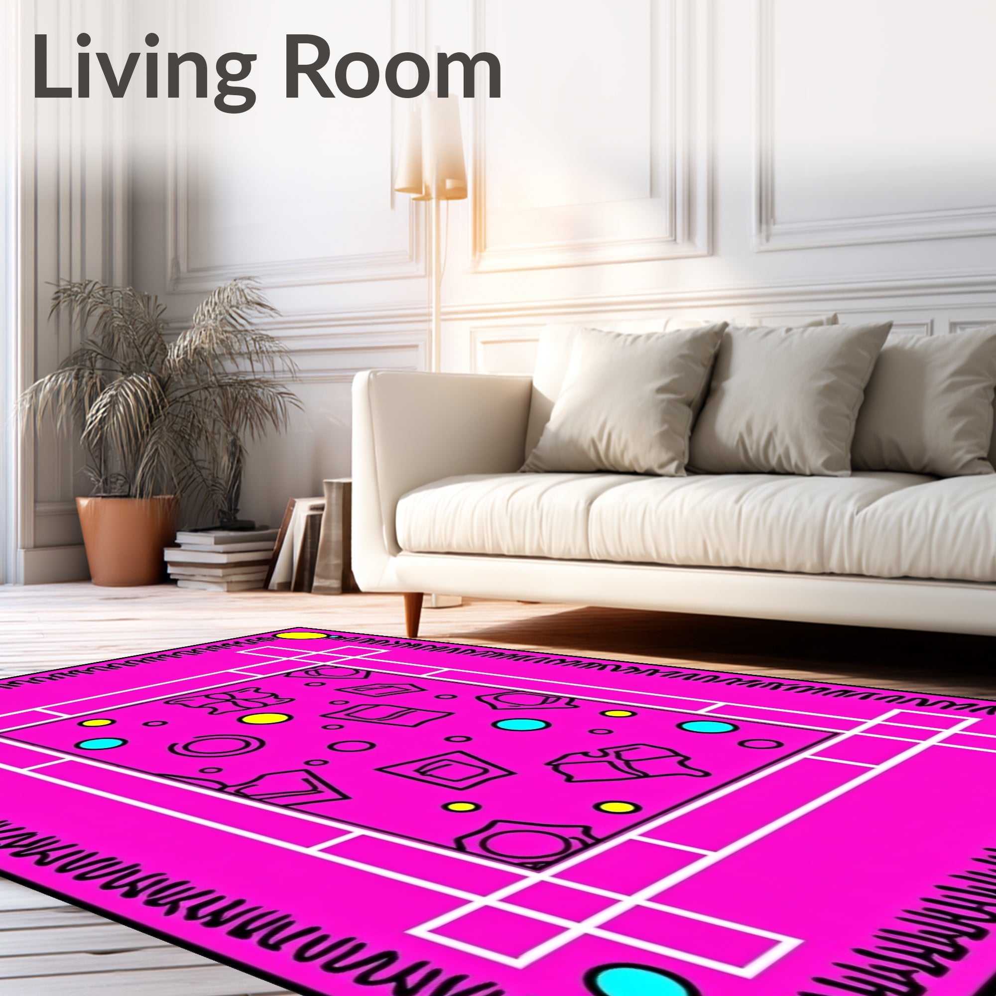 Vibrant Pink Abstract Shape Scatter Rug