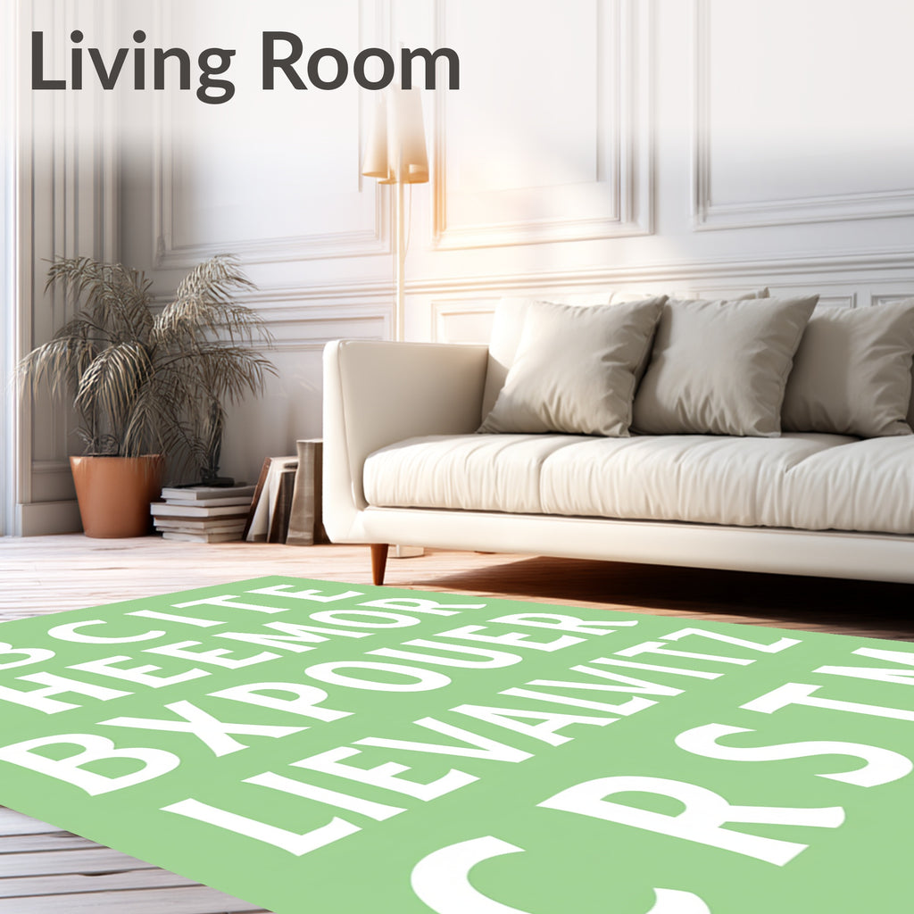 Mint Background White Alphabet Border Rug