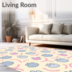 Cute Paw Prints Pink Yellow Rug