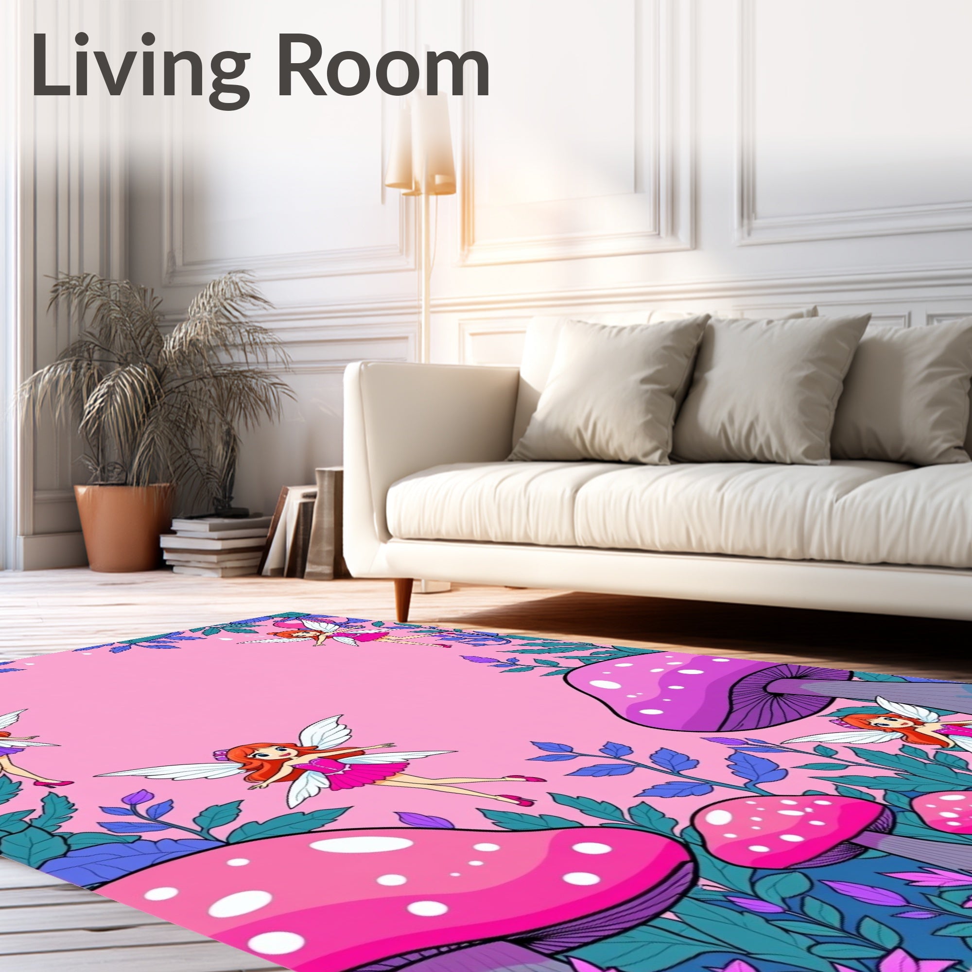 Whimsical Fairy Mushroom Garden Patch Rug