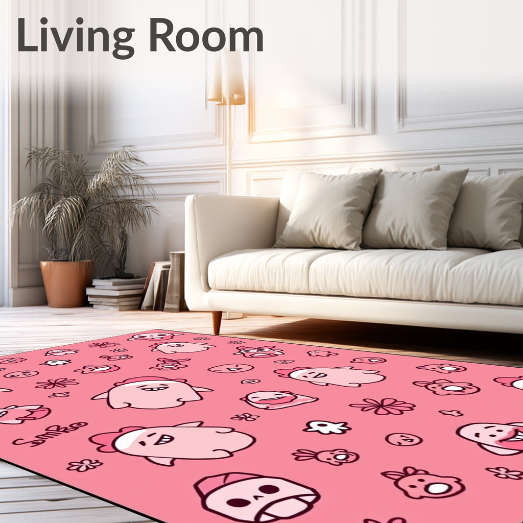 Whimsical Pink Critter And Skull Medley Rug