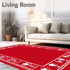 Red Trophy Border Statement Rug