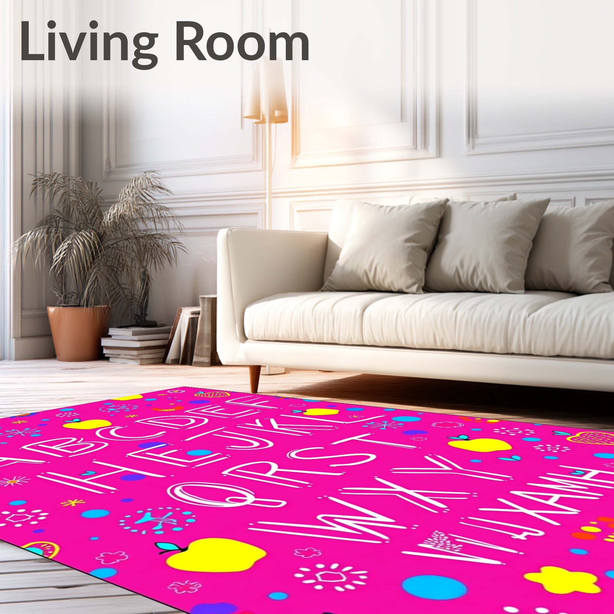 Pink Alphabet Garden Rug