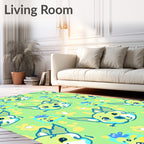 Light Green Whimsical Dog Face Floral Rug