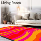 Vibrant Neon Swirl Abstract Rug