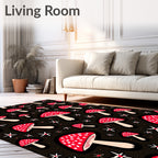 Whimsical Red Spotted Mushroom Garden Rug