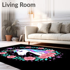 Whimsical Unicorn Rose Garland Starry Rug