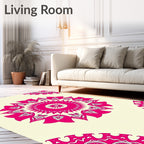Vibrant Pink Mandala Radial Starburst Rug