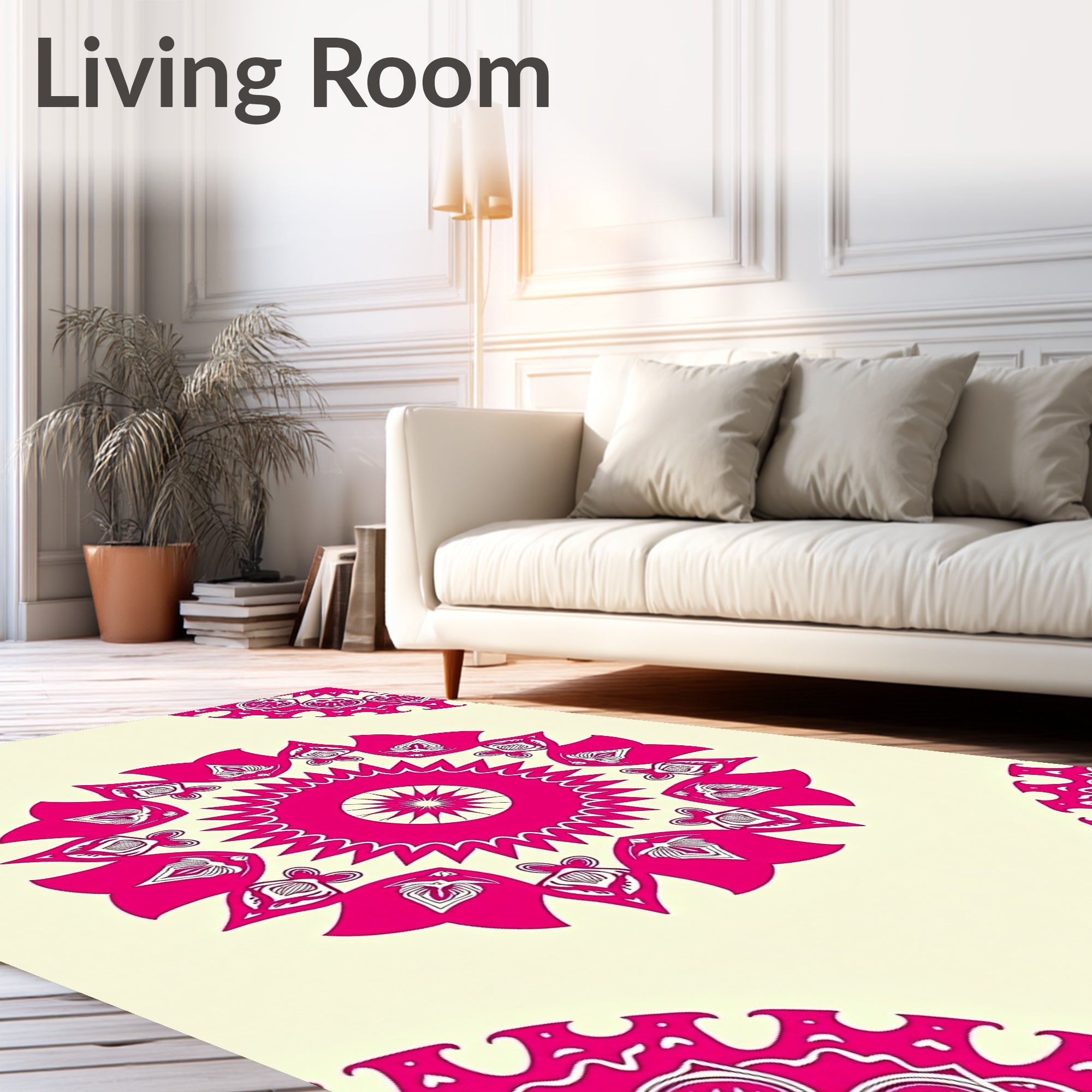 Vibrant Pink Mandala Radial Starburst Rug