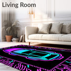 Cyberpunk Neon Sports Car Rug