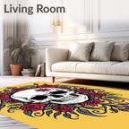 Crimson Skull Flower Garland Rug