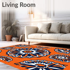 Bold Orange Navy Geometric Medallion Rug