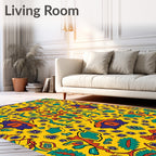 Vibrant Yellow Botanical Medallion Rug