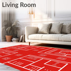Monochromatic Red Abstract Geometric Structure Rug