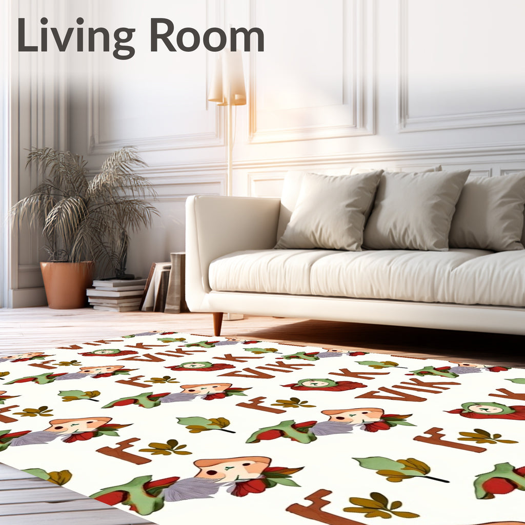 Whimsical Woodland Creatures Folk Art Rug