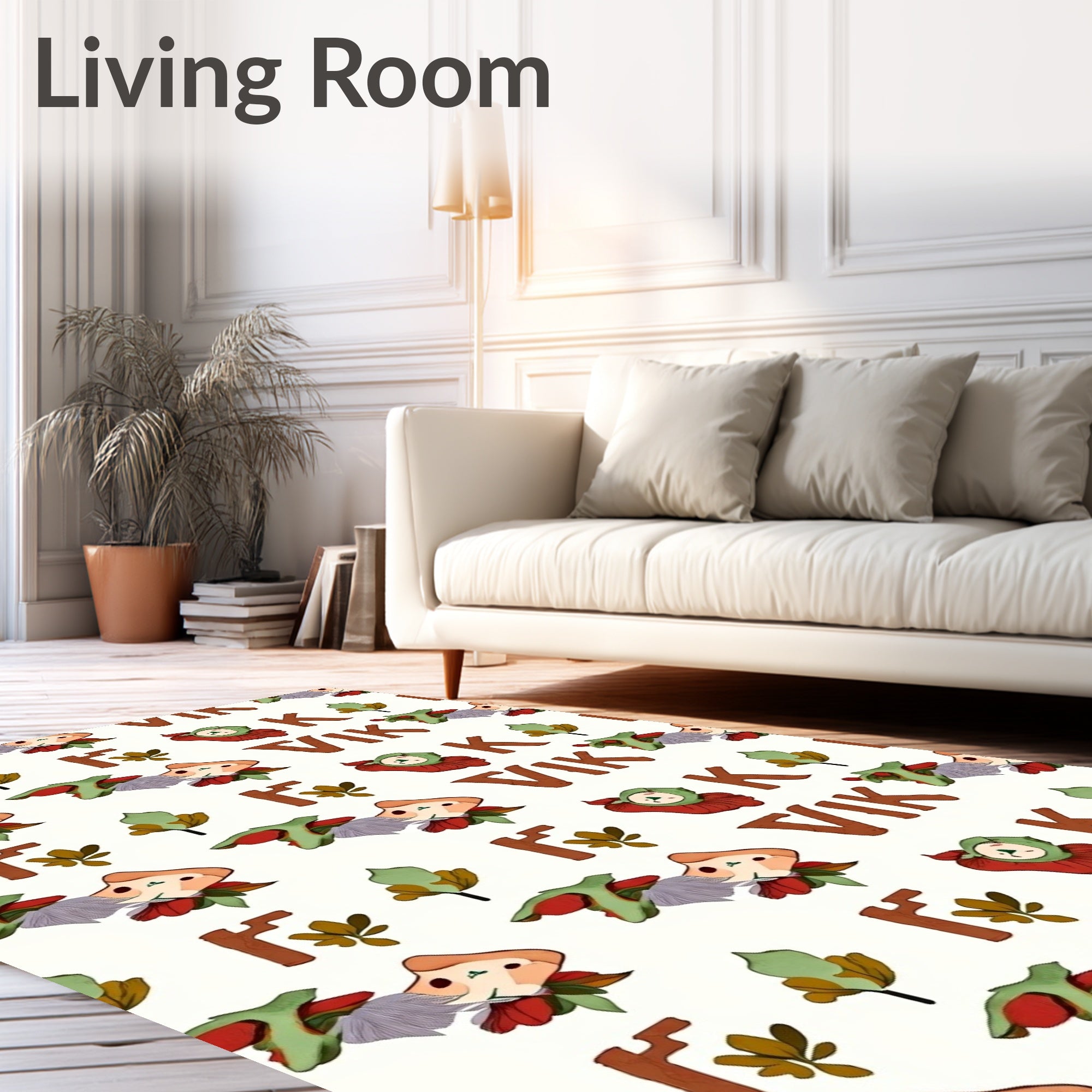 Whimsical Woodland Creatures Folk Art Rug