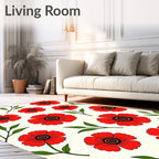 Bold Red Floral Blossom Art Rug