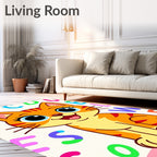 Playful Orange Cat Alphabet Collage Rug