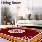 Crimson Gold Medallion Border Rug