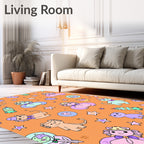 Cute Kawaii Characters With Stars Rug
