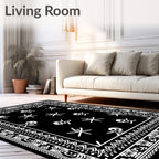 Black White Skull Spider Border Rug