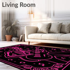 Electric Pink Skeleton Guitar Player Rug