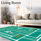 Golden Trophy Football Field Canvas Rug
