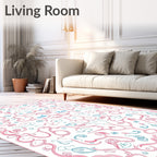 Pink Blue Whimsical Swirls and Creatures Rug