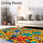 Yellow Safari Animals And Flowers Rug