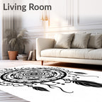Ornate Black Mandala Dream Catcher Rug