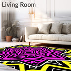 Vibrant Pink Geometric Starburst Background Rug