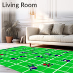 Green White Grid Football Players Rug