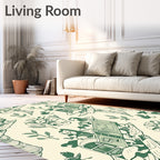 Whimsical Green Train Animals Foliage Rug