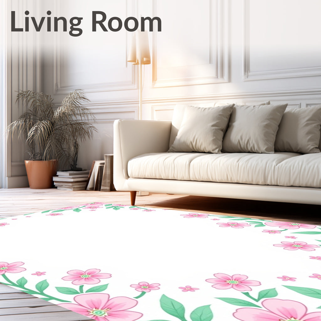 Pink Floral Vines Garden Accent Rug