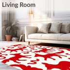Bold Red Fox Whimsical Swirls Rug