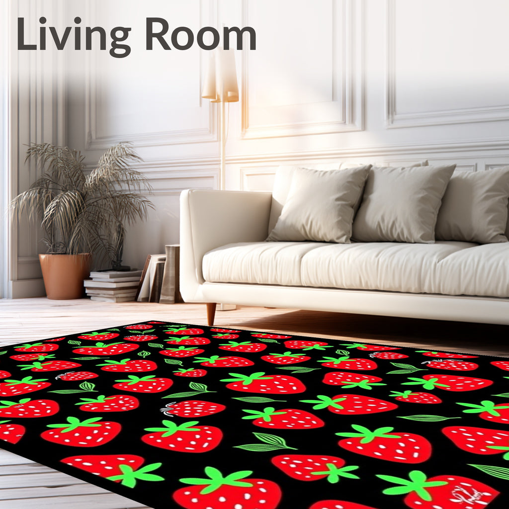 Whimsical Red Strawberry Garden Rug