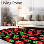 Whimsical Red Strawberry Garden Rug