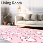 Cute Pink Ghost Star Pattern Rug