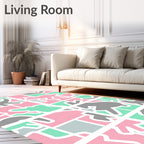 Pink Mint Gray Animal Blocks Rug