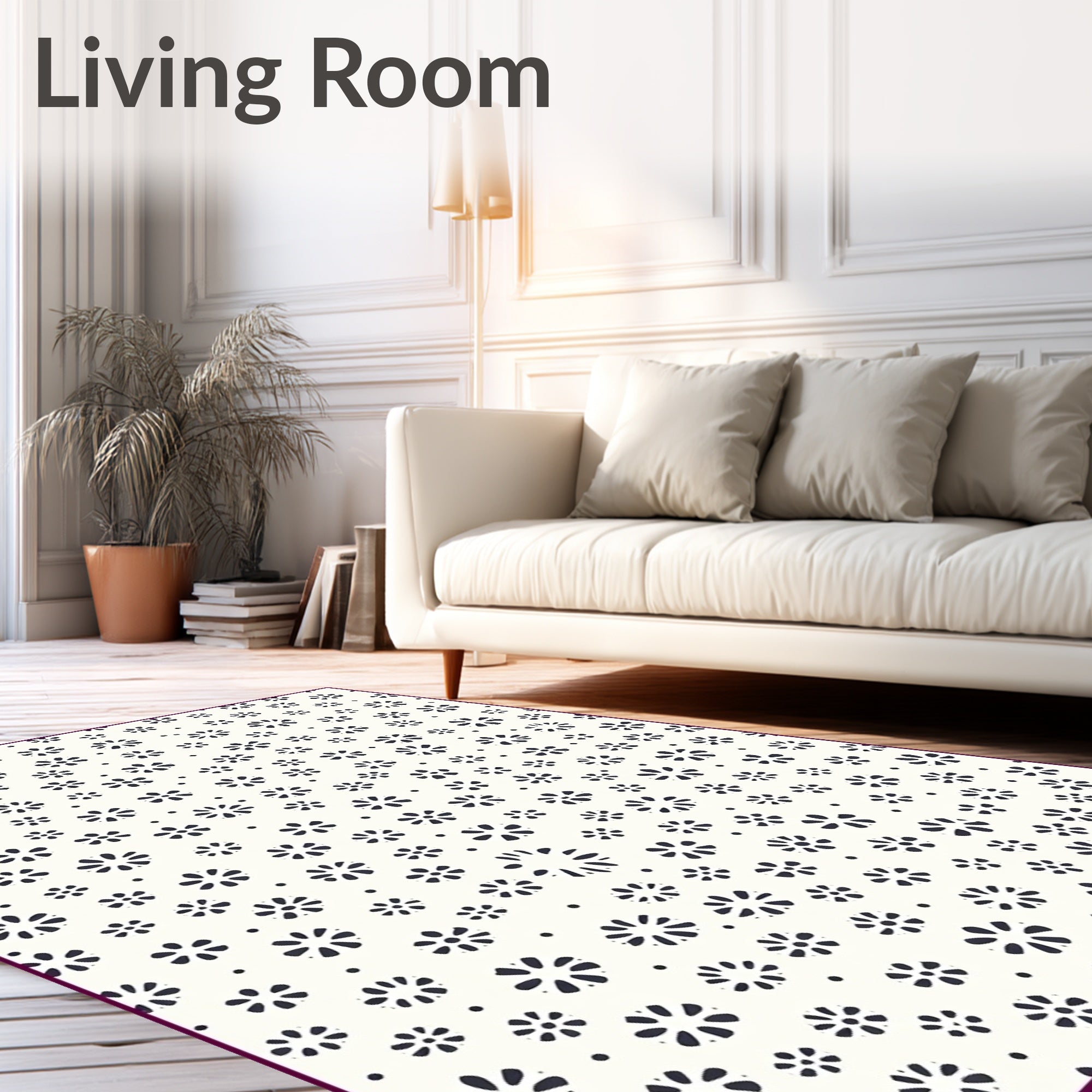 Whimsical Dark Floral Scatter Rug