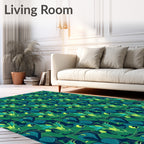 Deep Green Abstract Organic Foliage Rug