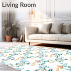 Playful Abstract Figures Teal Orange Rug