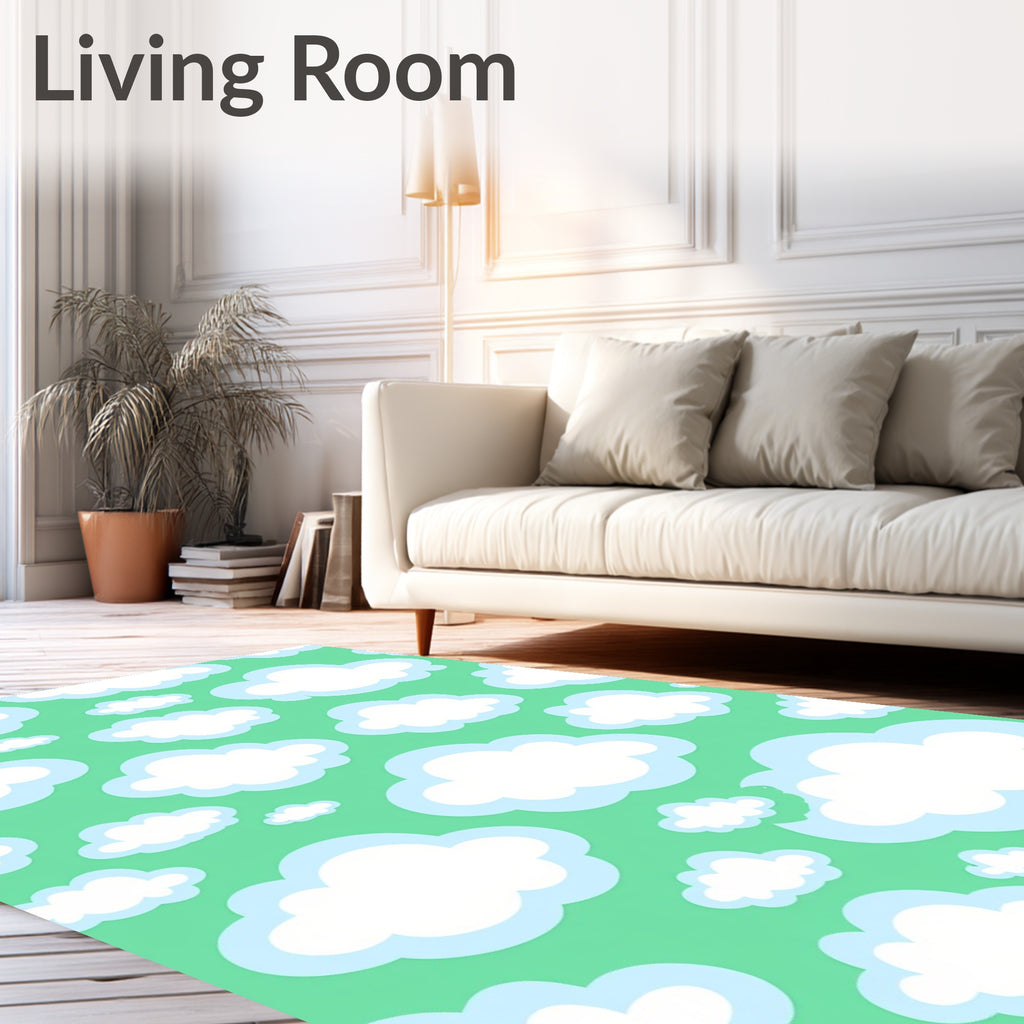 Whimsical White Clouds Sky Rug