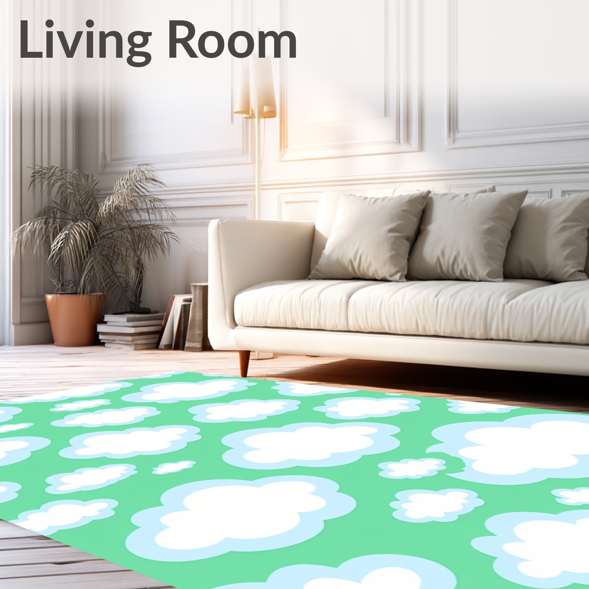 Whimsical White Clouds Sky Rug