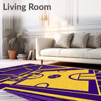 Purple Yellow Basketball Court Rug