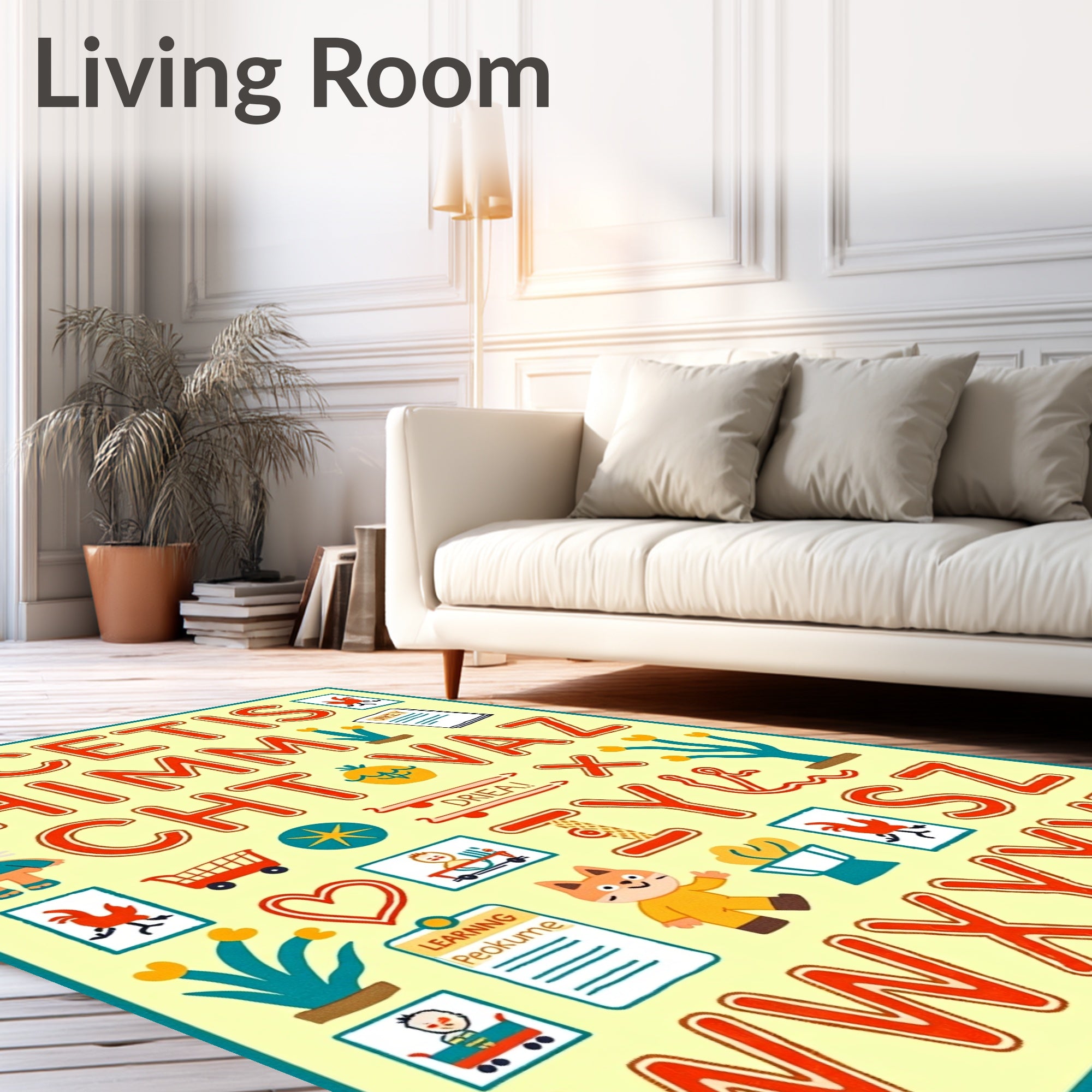 Playful Alphabet Characters and Objects Rug