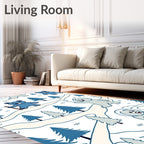 Blue Bear Winter Forest Scene Rug
