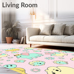 Whimsical Pink Elephant Flower Garden Rug
